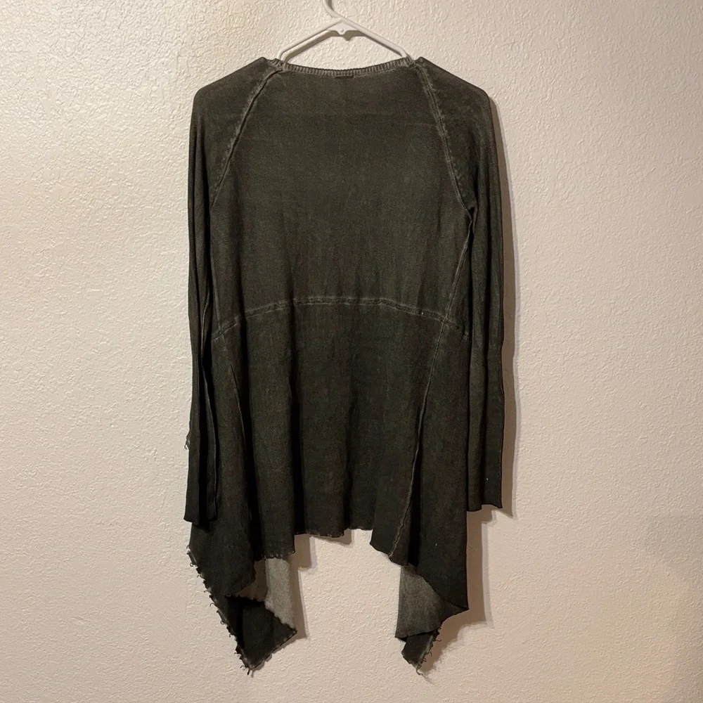 Free People Overdyed Open Front Waterfall Cardigan Small